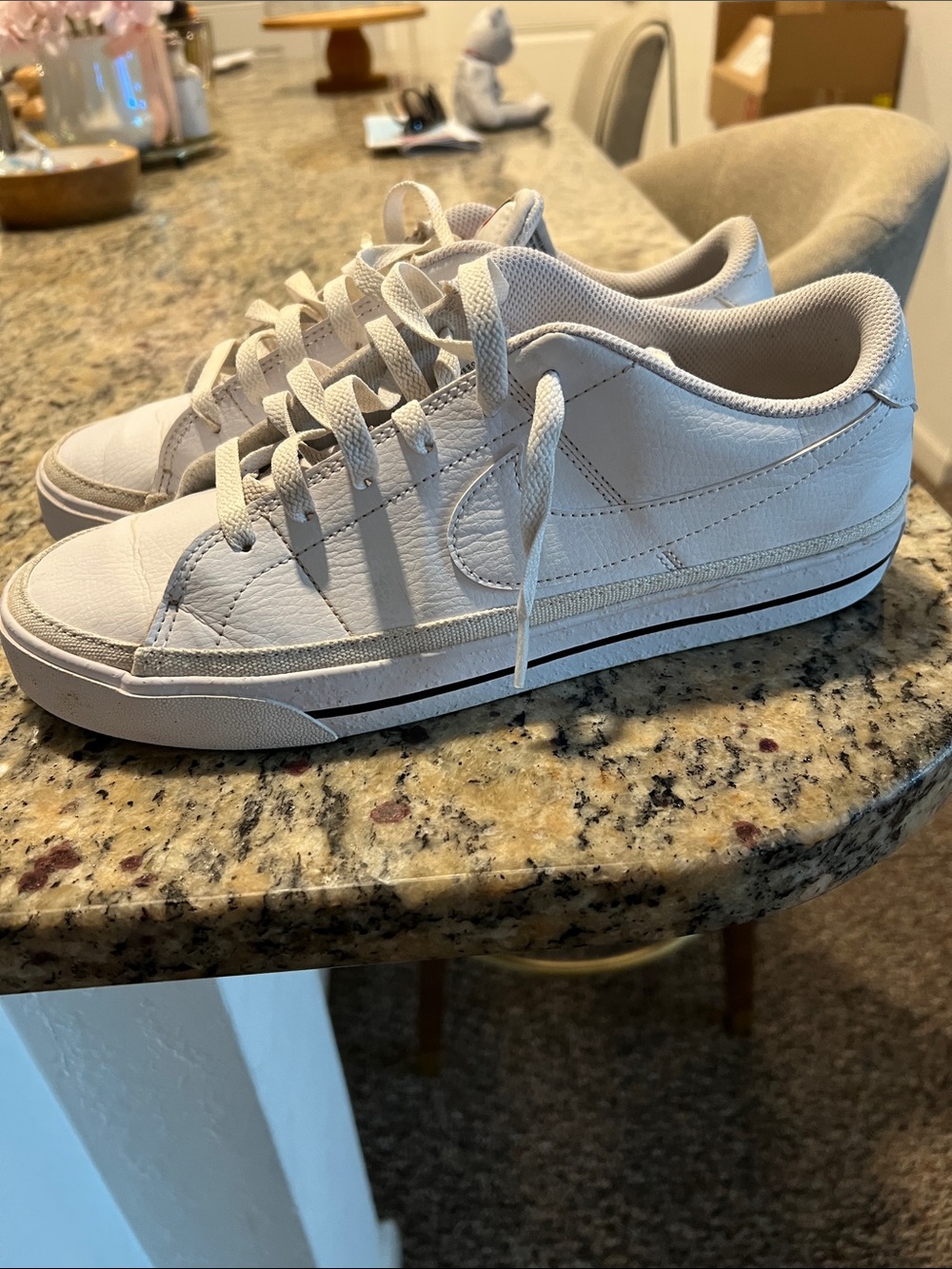 Nike White Leather Low-Top Sneakers with Subtle Red Accent